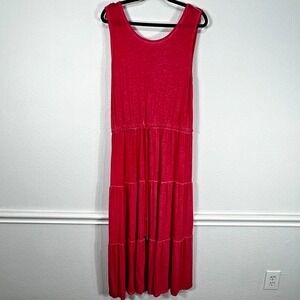 Sonoma Dress Sleeveless Tiered Sundress Coral Tie‎ Waist Women's XL